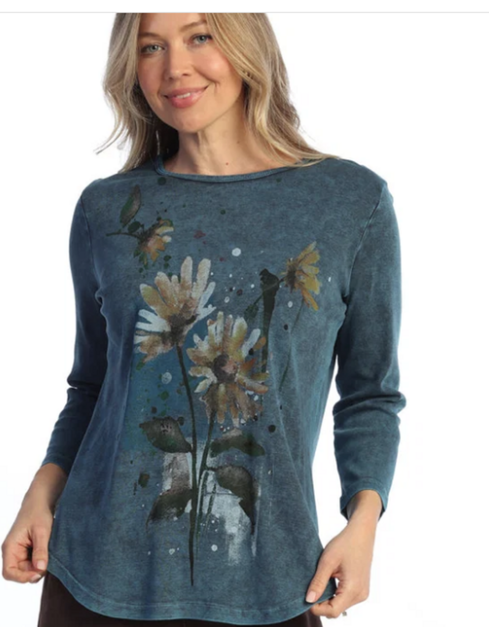 Jess & Jane Jess & Jane Sapphire Sundance Floral Print Mineral Washed Top