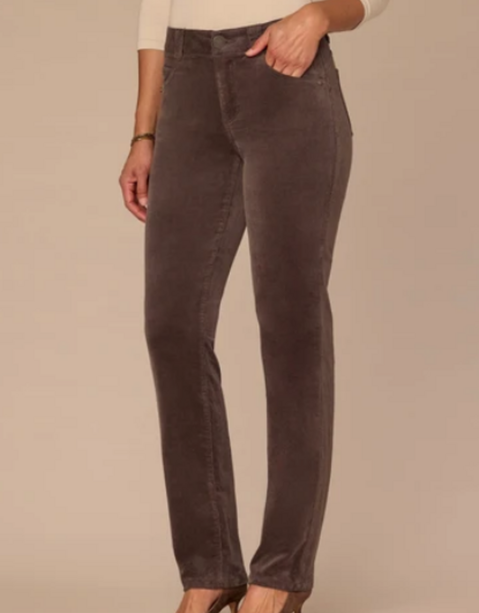 Democracy Democracy Espresso Corduroy Straight Leg Petite Pant