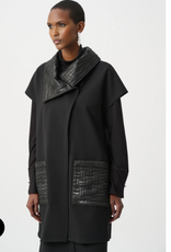 Joseph Ribkoff Joseph Ribkoff Black Heavy Knit Vest With Quilted Collar