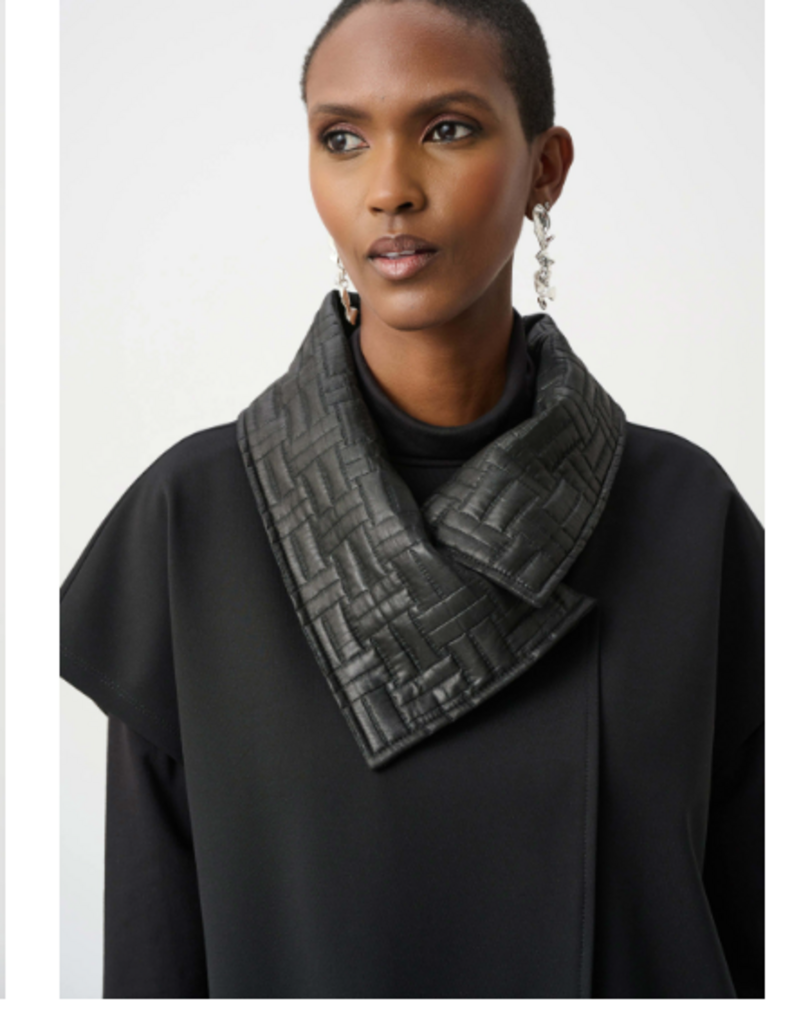 Joseph Ribkoff Joseph Ribkoff Black Heavy Knit Vest With Quilted Collar