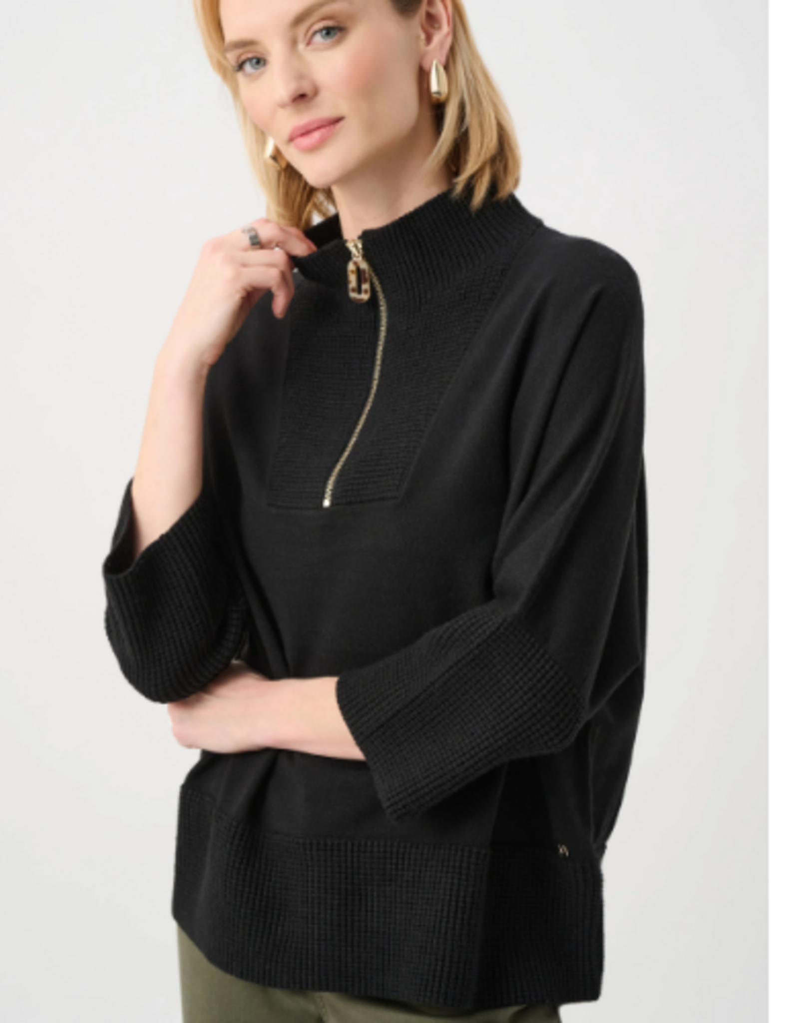 Joseph Ribkoff Joseph Ribkoff Black Brushed Viscose And Nylon Funnel-Neck Sweater