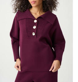 Joseph Ribkoff Joseph Ribkoff  Elderberry Brushed Viscose And Nylon Shawl-Neck Sweater