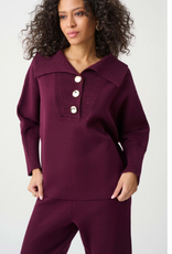Joseph Ribkoff Joseph Ribkoff  Elderberry Brushed Viscose And Nylon Shawl-Neck Sweater