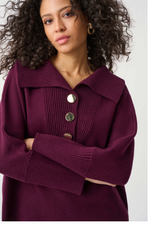 Joseph Ribkoff Joseph Ribkoff  Elderberry Brushed Viscose And Nylon Shawl-Neck Sweater