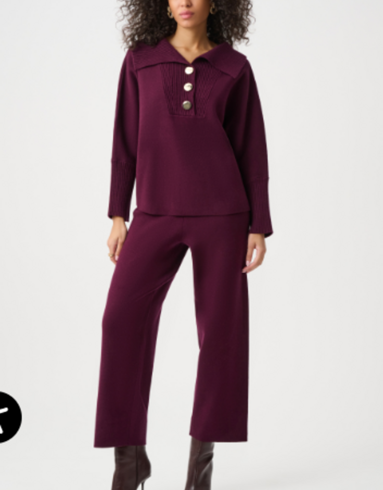 Joseph Ribkoff Joseph Ribkoff  Elderberry Brushed Viscose And Nylon Shawl-Neck Sweater
