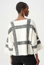 Joseph Ribkoff Joseph Ribkoff Winter White / Black Brushed Viscose And Nylon Plaid Boat-Neck Sweater