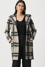 Joseph Ribkoff Joseph Ribkoff  Champagne/Blk  Brushed Jacquard Plaid Hooded Jacket