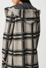 Joseph Ribkoff Joseph Ribkoff  Champagne/Blk  Brushed Jacquard Plaid Hooded Jacket