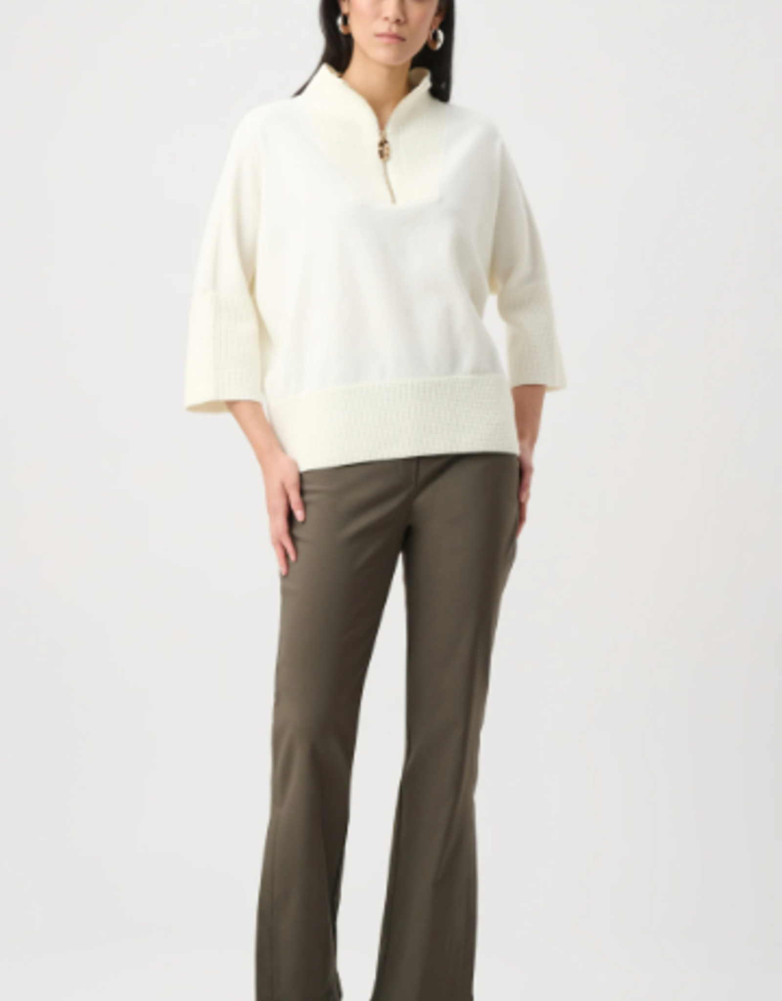 Joseph Ribkoff Joseph Ribkoff  Winter White Brushed  Funnel-Neck Sweaterrushed Viscose And Nylon Funnel-Neck Sweater