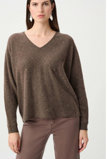 Joseph Ribkoff Joseph Ribkoff Dark Taupe Cashmere Boxy Sweater With Rhinestone Detail