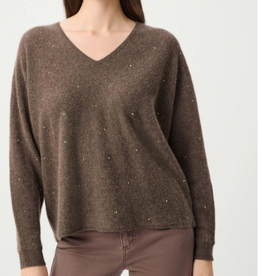 Joseph Ribkoff Joseph Ribkoff Dark Taupe Cashmere Boxy Sweater With Rhinestone Detail