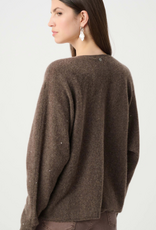 Joseph Ribkoff Joseph Ribkoff Dark Taupe Cashmere Boxy Sweater With Rhinestone Detail