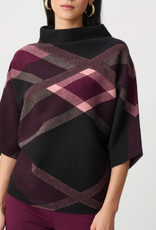 Joseph Ribkoff Joseph Ribkoff Black Multi Brushed Plaid Funnel-Neck Sweater