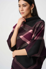 Joseph Ribkoff Joseph Ribkoff Black Multi Brushed Plaid Funnel-Neck Sweater