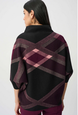 Joseph Ribkoff Joseph Ribkoff Black Multi Brushed Plaid Funnel-Neck Sweater