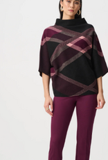 Joseph Ribkoff Joseph Ribkoff Black Multi Brushed Plaid Funnel-Neck Sweater