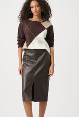 Joseph Ribkoff Joseph Ribkoff Mocha Multi Brushed  Argyle Pattern Crewneck Sweater