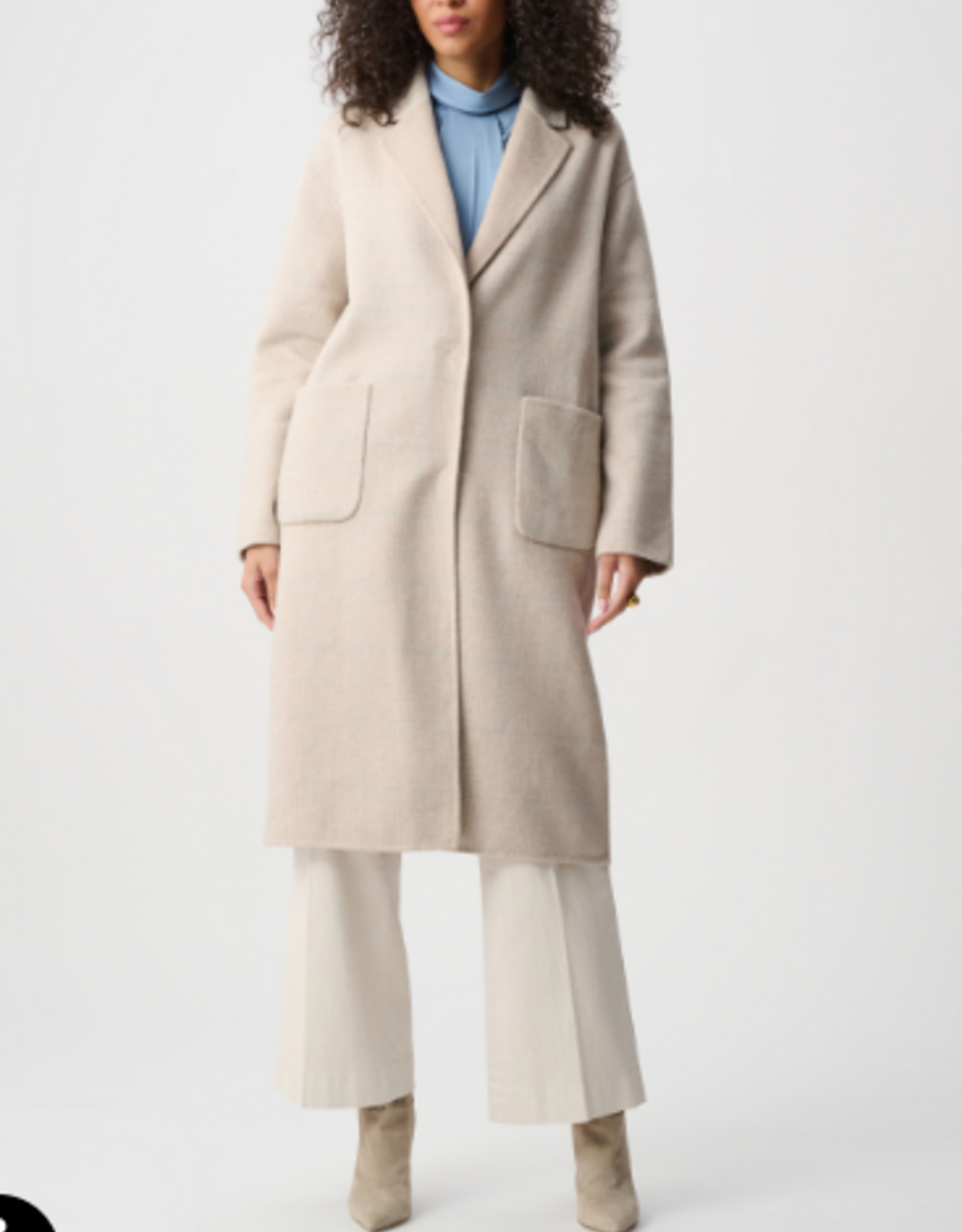 Joseph Ribkoff Joseph Ribkoff Oatmeal Wool Blend Plaid Reversible Boxy Coat