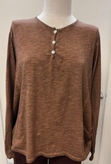Saga Saga Coco Round Neck Long Sleeve Button Deail Top