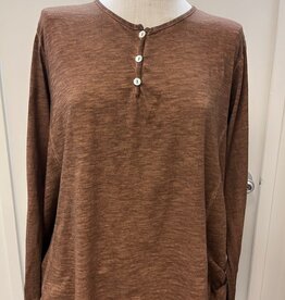 Saga Saga Coco Round Neck Long Sleeve Button Deail Top