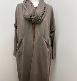 Saga Saga Taupe Open Front  3/4 Sleeve Duster with Scarf