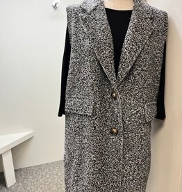 Saga Saga Charcoal Multi Print Button Up Sleeveless Long Vest