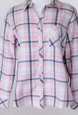 Keren Hart Keren Hart YY7 Pink/Blue Plaid Button Up Long Sleeve Shirt