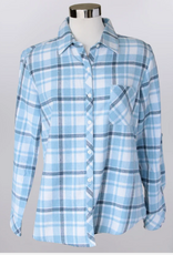 Keren Hart Keren Hart Blue Plaid Button Up Long Sleeve Shirt