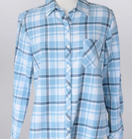 Keren Hart Keren Hart Blue Plaid Button Up Long Sleeve Shirt