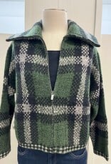 Habitat Habitat Fern Plaid Zip Up Collar Long Sleeve Sweater Jacket