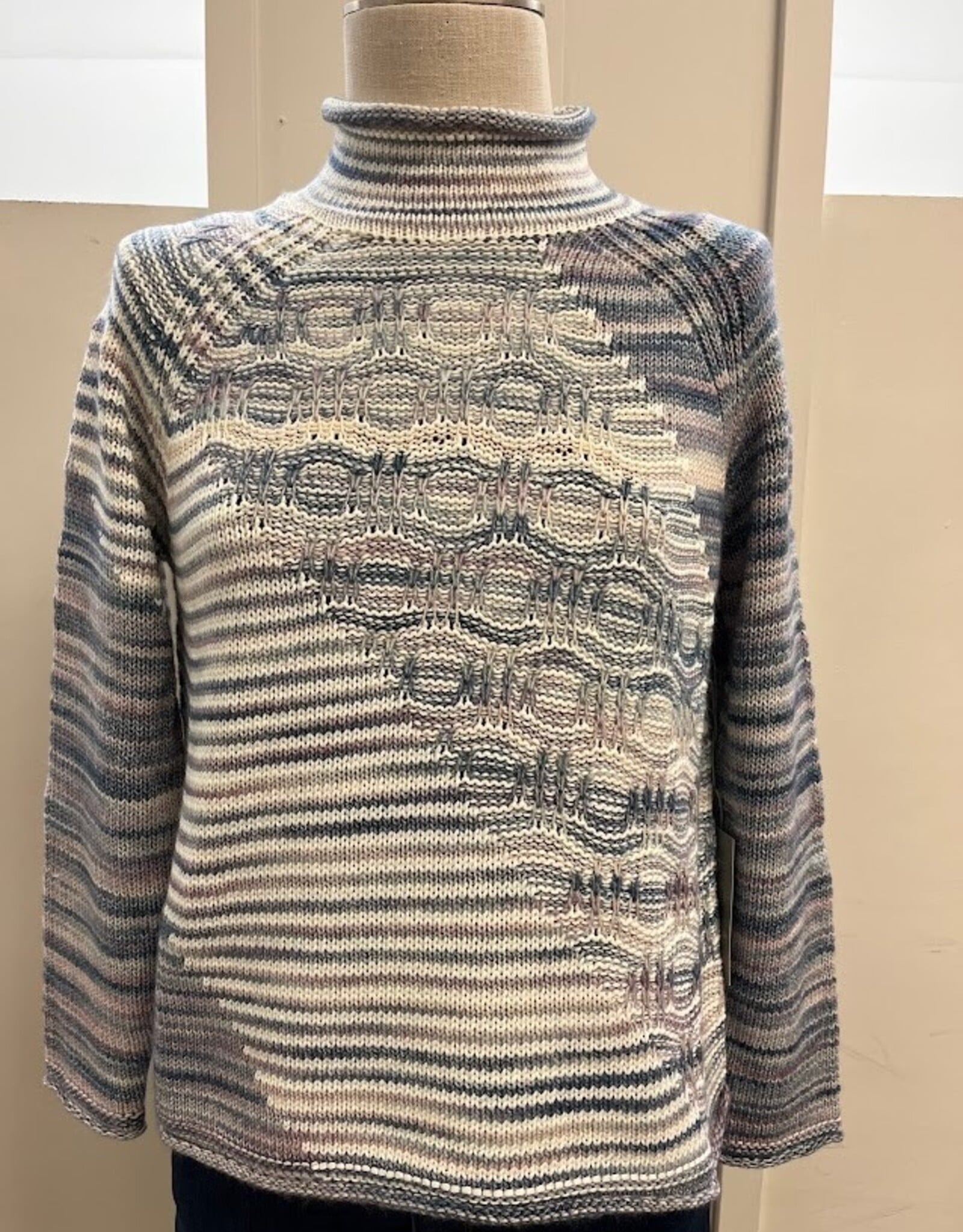 Habitat Habitat Harbor Mixed Stitch Print Mock Neck Long Sleeve Sweater