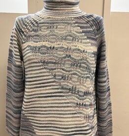 Habitat Habitat Harbor Mixed Stitch Print Mock Neck Long Sleeve Sweater