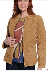 A la Carte A  la Carte Mustard Quilted Print Zip Up Long Sleeve Jacket