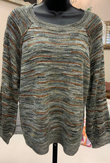 Democracy Democracy Celadon Multi  3/4 Blouson Sleeve Round Neck Top
