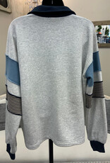 Threads 4 Thought Threads  4 Thought Grey /Navy Collar V-Neck Long Sleeve Top