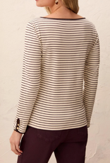 Tribal Tribal Ivory/Fudge Boat Neck Long Sleeve Top