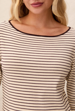 Tribal Tribal Ivory/Fudge Boat Neck Long Sleeve Top