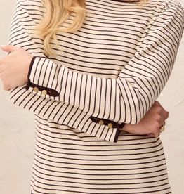 Tribal Tribal Ivory/Fudge Boat Neck Long Sleeve Top