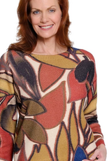 A la Carte A  la Carte Multi Color Printed  Round Neck Long Sleeve Sweater