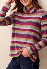 Tribal Tribal Mulberry Stripe Funnel Neck Long Sleeve Top