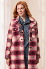 Tribal Tribal Cherrylacquer Plaid Knit Button-Up Shacket