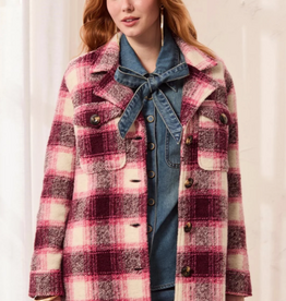 Tribal Tribal Cherrylacquer Plaid Knit Button-Up Shacket