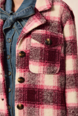 Tribal Tribal Cherrylacquer Plaid Knit Button-Up Shacket