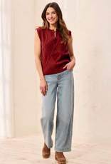 Tribal Tribal Cherrylacquer Split Crew Neck Sleeveless Sweater Vest