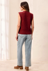 Tribal Tribal Cherrylacquer Split Crew Neck Sleeveless Sweater Vest