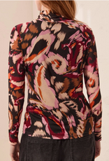 Tribal Tribal Pinot Lined Mesh Turtle Neck Long Sleeve Top