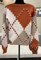 APNY APNY Cinnamon Spice Color Block V-Neck Long Sleeve Sweater