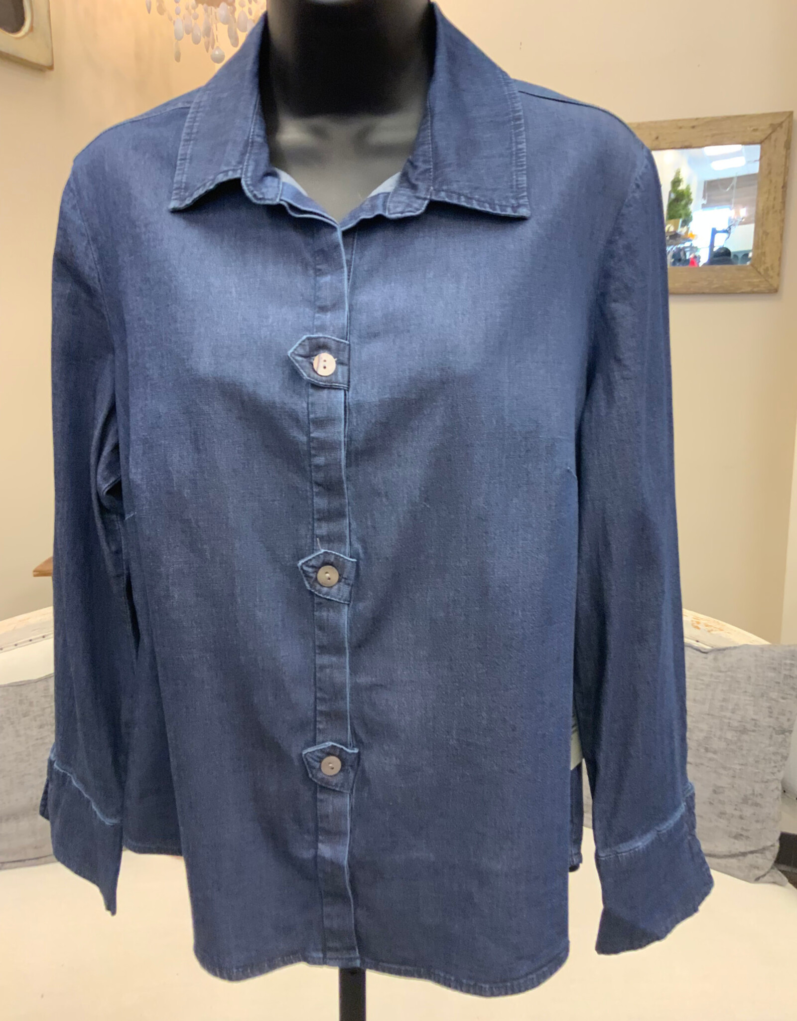 Habitat Habitat Dark Denim  Collar Button Up  Long Sleeve Top
