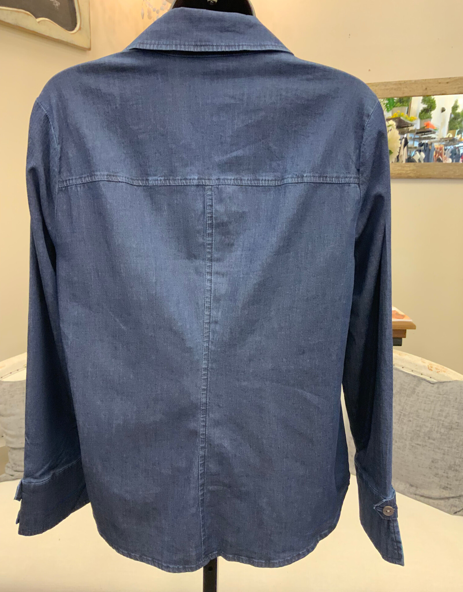 Habitat Habitat Dark Denim  Collar Button Up  Long Sleeve Top