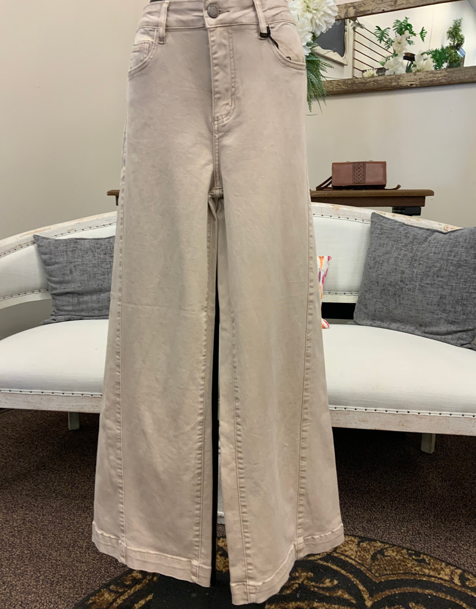 APNY APNY Antique Beige The Godet Wide Leg Jean